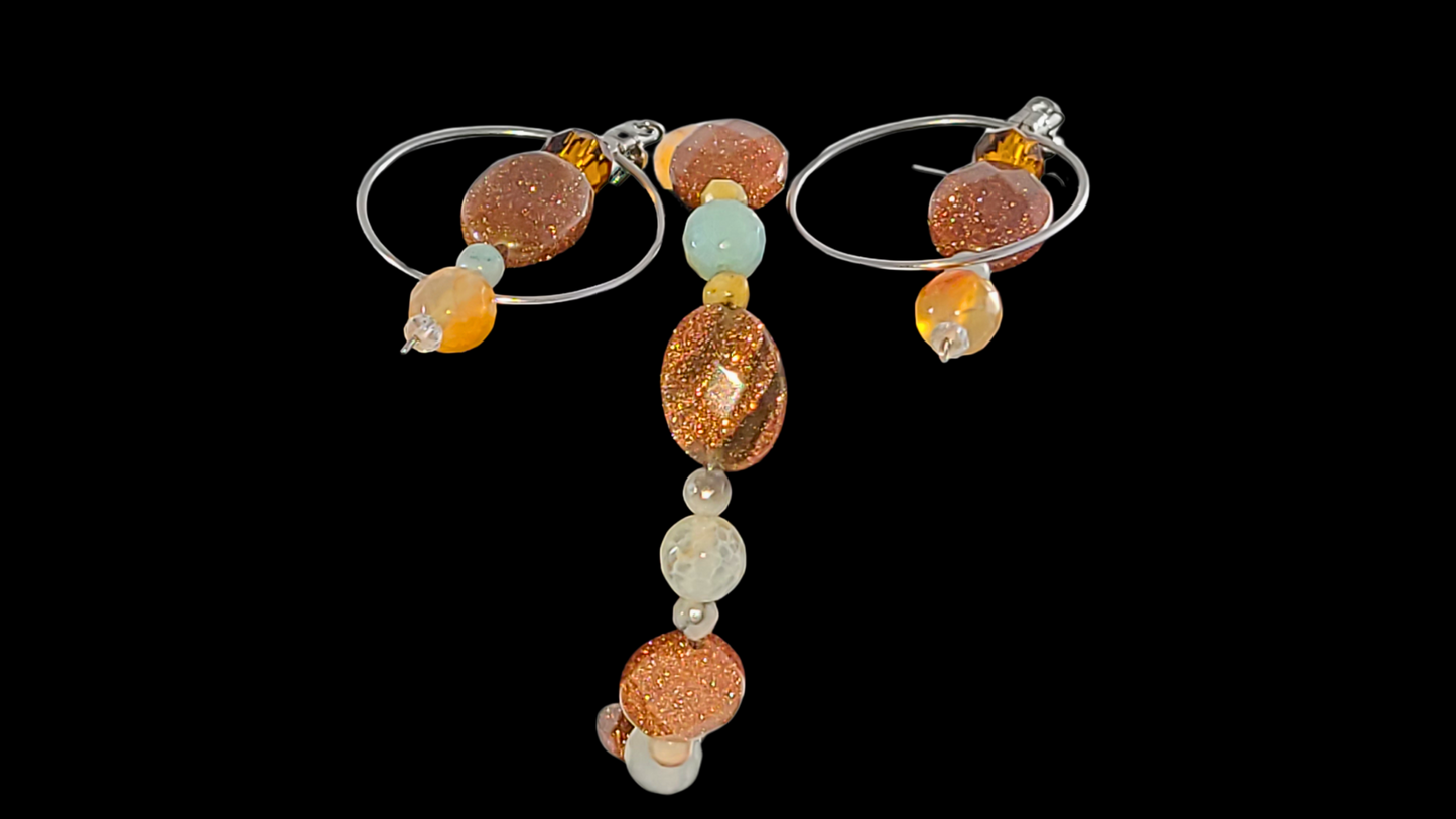 Sandstone & Amazonite Earrings and Bracelet Set